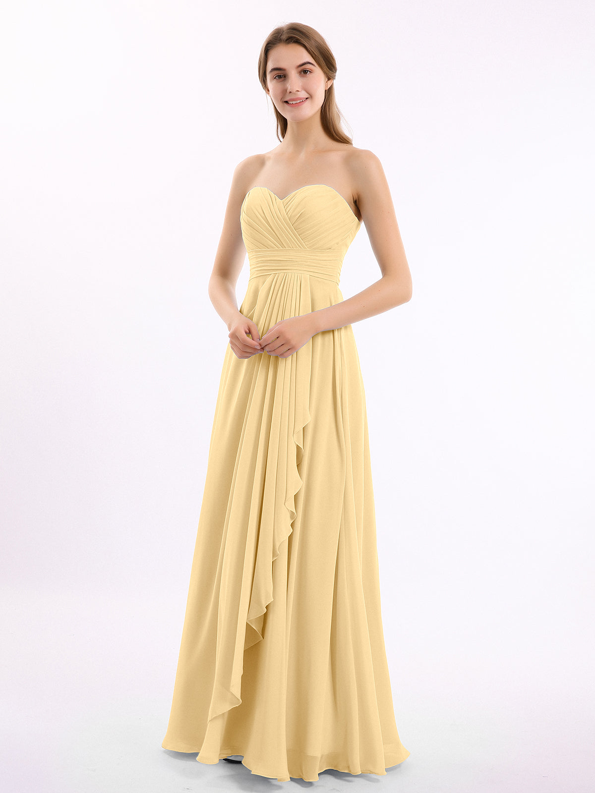 Vestido de chiffon con escote en corazón y doble tirante Verde Tallas Grandes