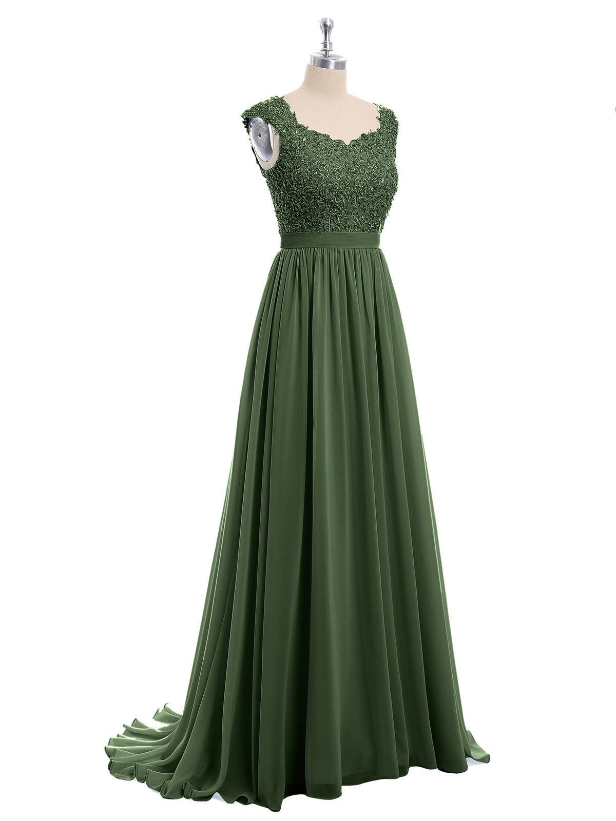Brook Novio Vestido Con Aplicaciones Y Cuentas Verde Oliva