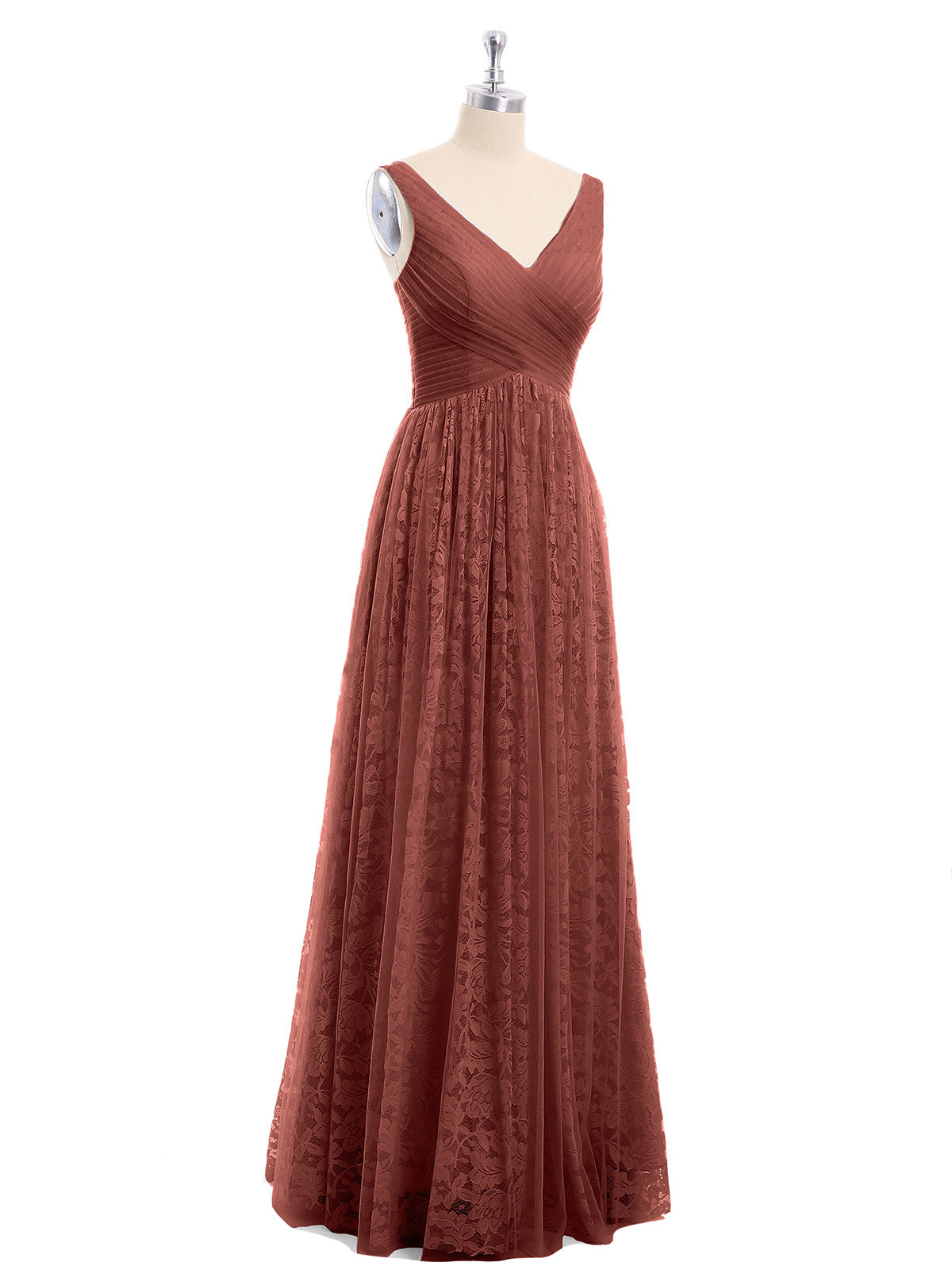 Bryony Escote En V Encaje Revestimiento Y Tul Vestidos Terracota Tallas Grandes