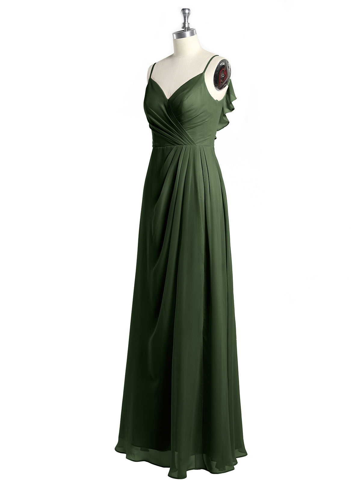 Vestidos con tirantes finos y escote en V con abertura Verde Oliva