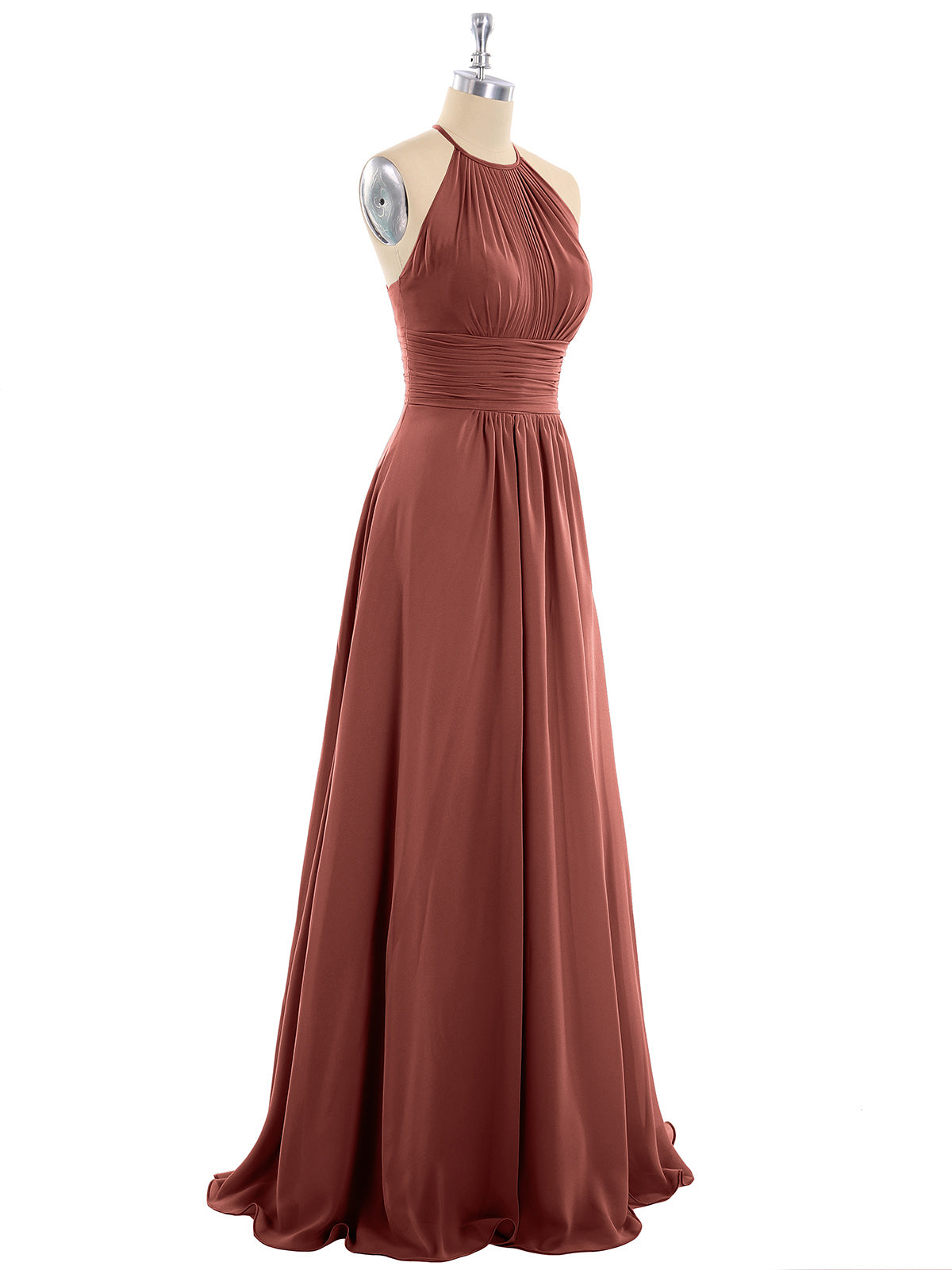 Doris Cabestro Gasa Maxi Vestido De Dama De Honor Terracota Tallas Grandes