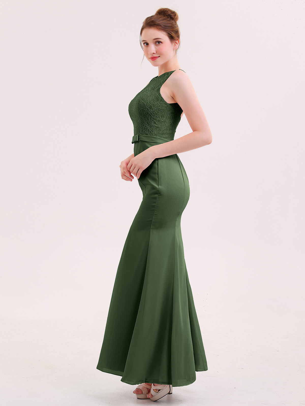 Ingrid Espejismo Sirena Vestido Con Espalda Abierta Verde Oliva
