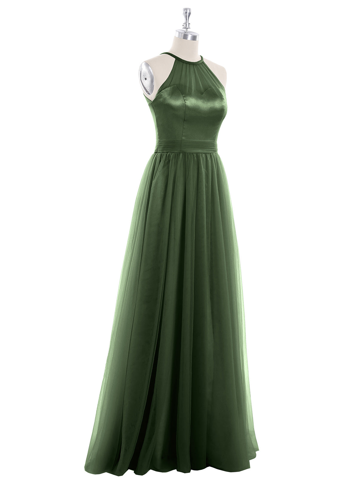 Ishtar Espejismo Largo Tul Vestido Verde Oliva