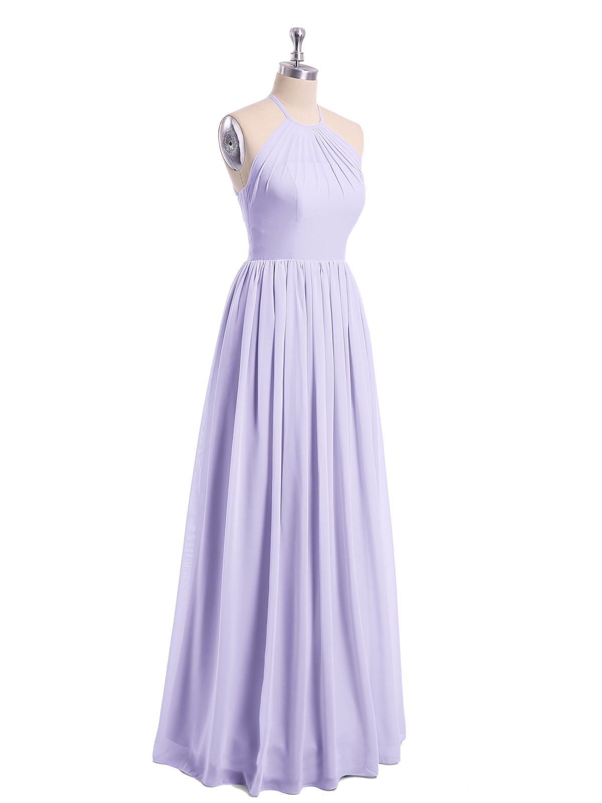 Jodie Cabestro Cuello Alto Gasa Vestido De Dama De Honor Lilac Tallas Grandes