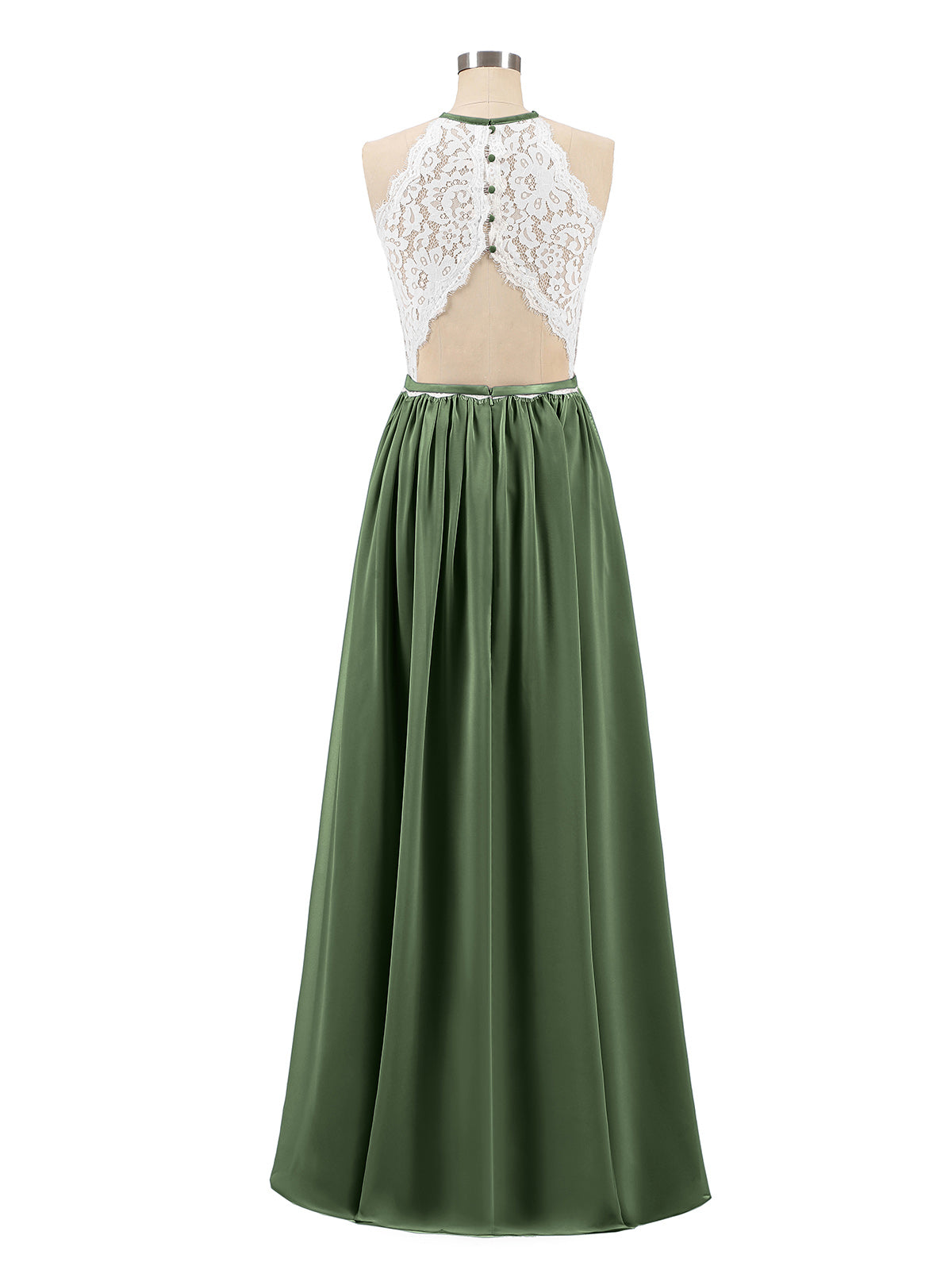 Michaelia Cabestro Hasta El Topillo Vestido Con Marfil Encaje Corpino Verde Oliva Tallas Grandes