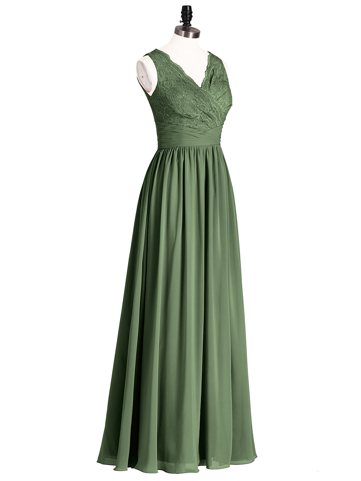 Novia Escote En V Y Encaje Vestido Con Apertura Verde Oliva Tallas Grandes