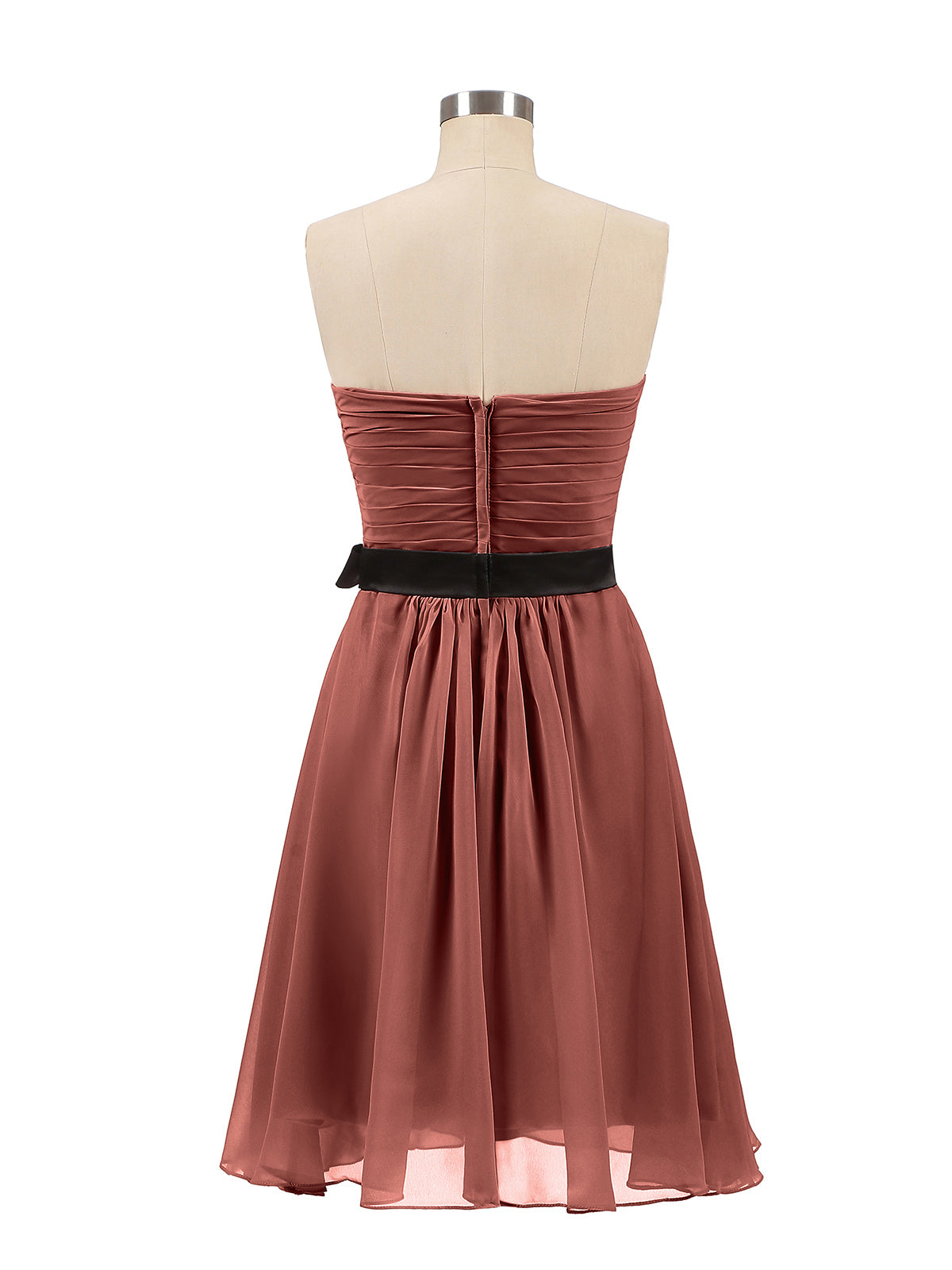 Rosemary Novio Corto Vestido Con Faja Negra Terracota Tallas Grandes