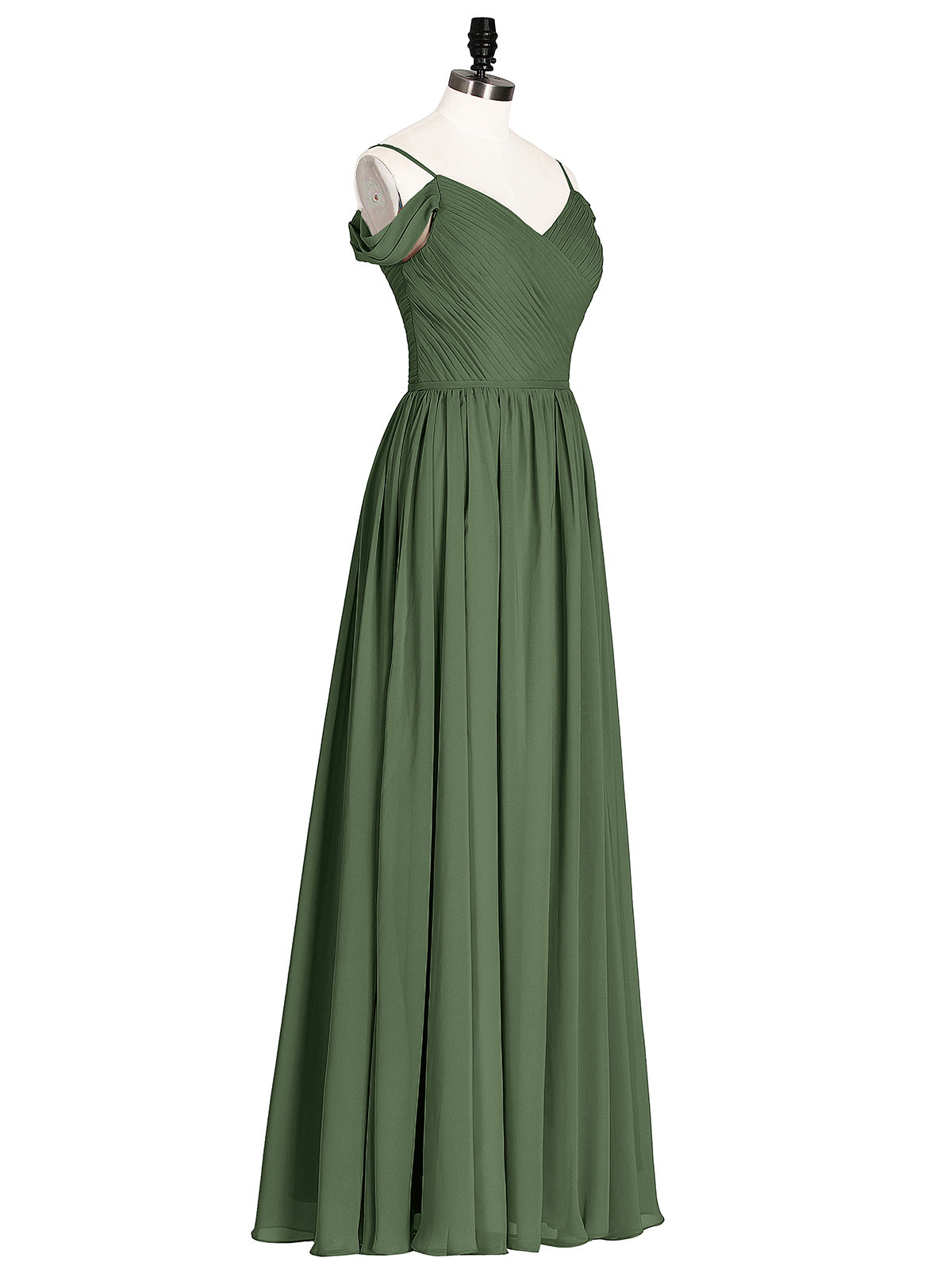 Simona Gasa Vestido De Dama De Honor Con Corpino Plisado Verde Oliva