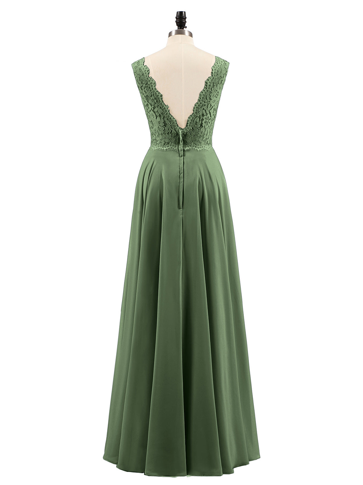 Tabitha Encaje Corpino Gasa Falda Largo Vestido Verde Oliva