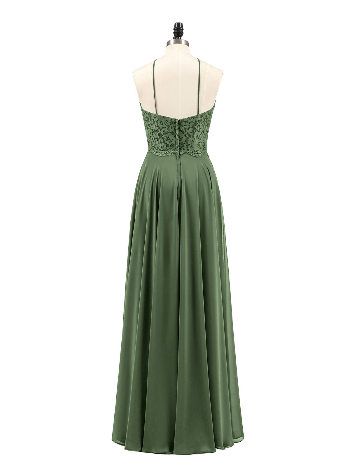 Tallulah Encaje Y Gasa Vestido De Dama De Honor Verde Oliva