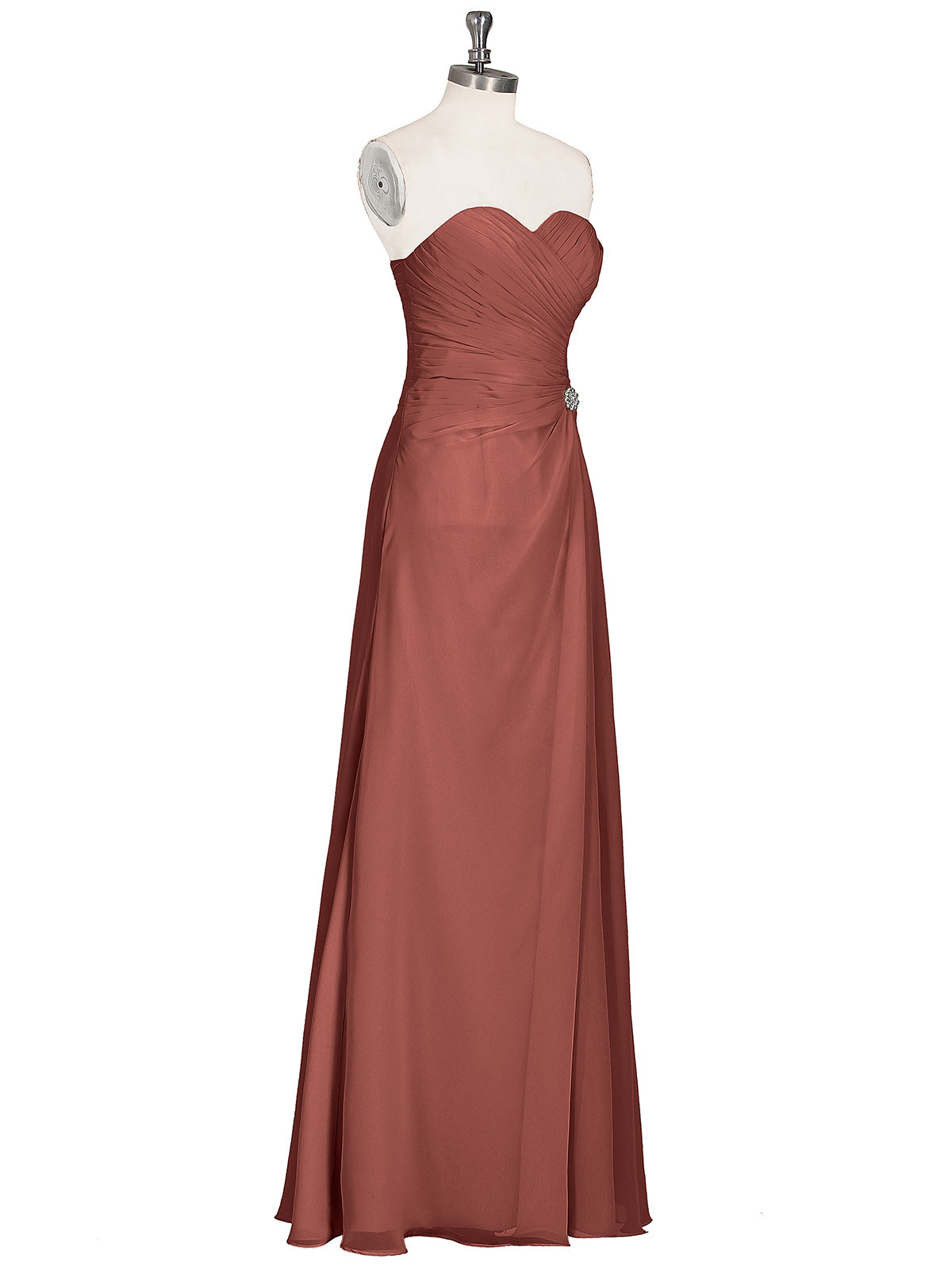 Verna Sin Tirante Novio Vestido Con Apertura Terracota
