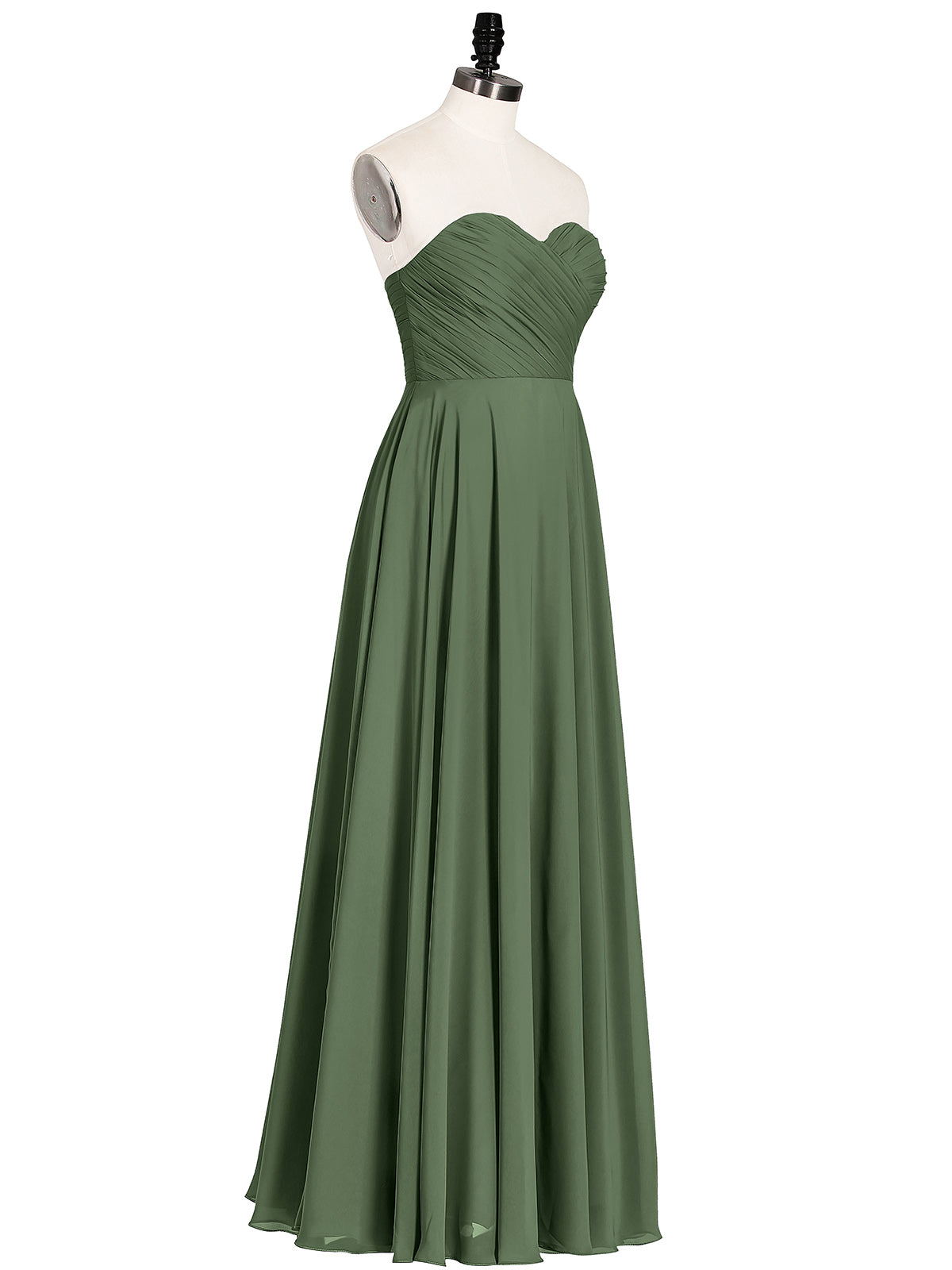 Wendy Sin Tirante Novio Maxi Vestido De Dama De Honor Verde Oliva
