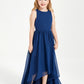 Los Vestidos AsiméTricos Para Damas De Honor Junior Con Escote En Forma De Cucharada Azul Marino