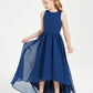 Los Vestidos AsiméTricos Para Damas De Honor Junior Con Escote En Forma De Cucharada Azul Marino