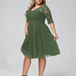 Alexia Encaje Y Gasa Vestido Corto Con Media Manga Verde Oliva Tallas Grandes
