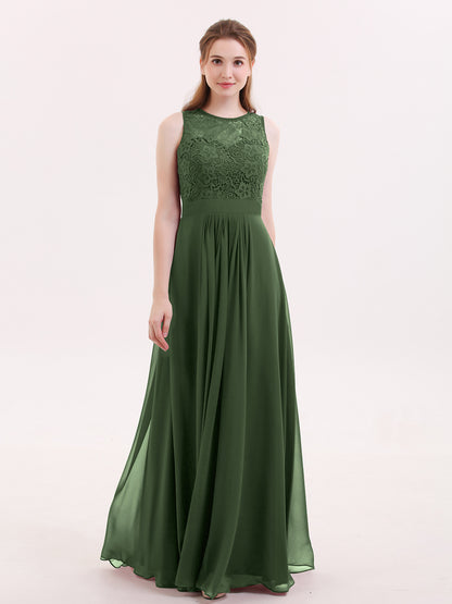 Alice Encaje Y Gasa Vestido Con Cremallera En Espalda Verde Oliva Tallas Grandes