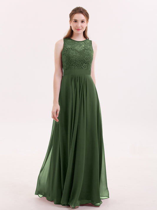 Alice Encaje Y Gasa Vestido Con Cremallera En Espalda Verde Oliva Tallas Grandes