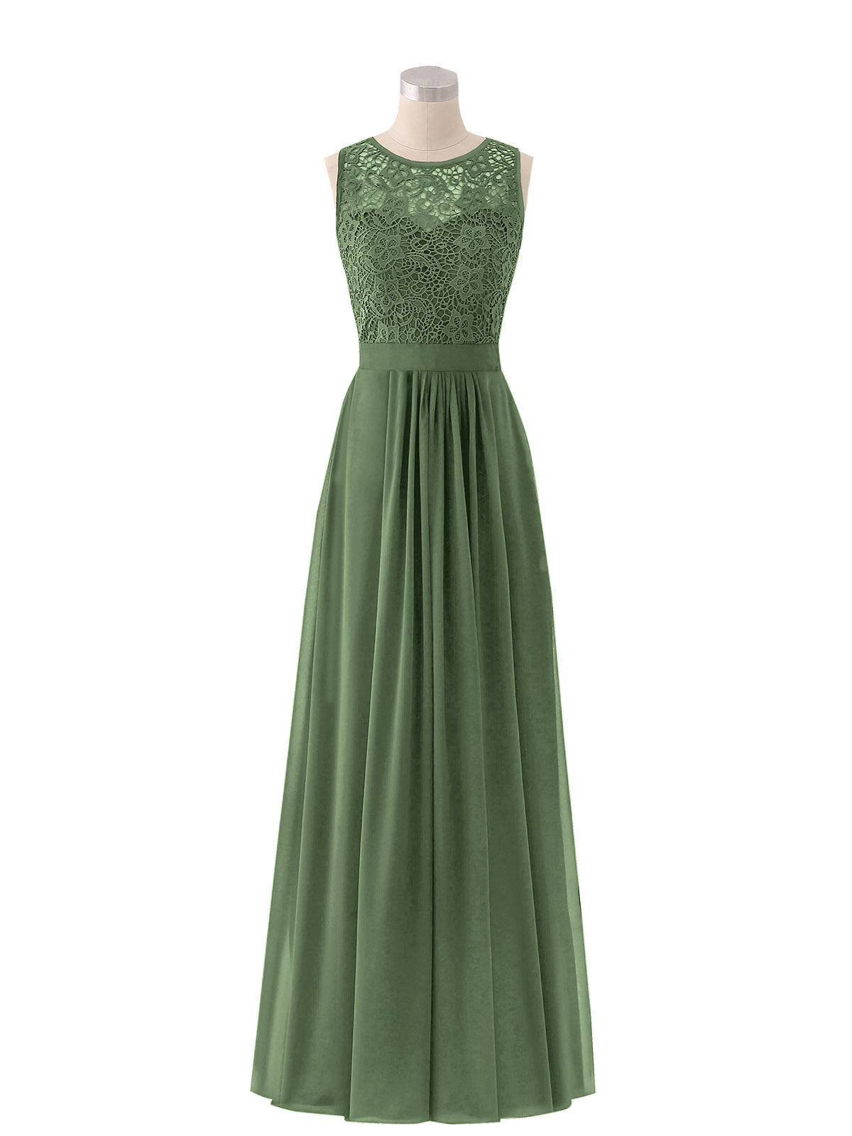 Alice Encaje Y Gasa Vestido Con Cremallera En Espalda Verde Oliva Tallas Grandes