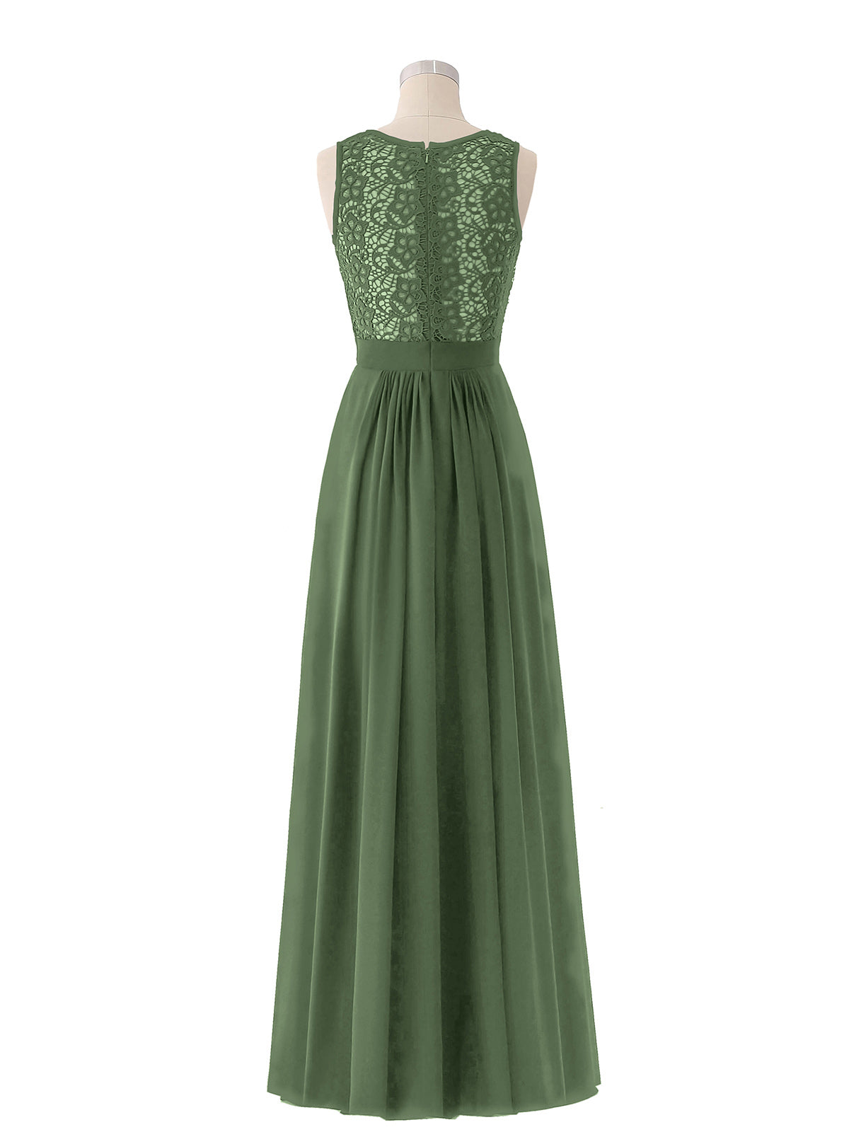 Alice Encaje Y Gasa Vestido Con Cremallera En Espalda Verde Oliva Tallas Grandes