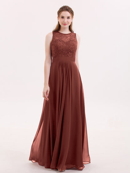 Alice Encaje Y Gasa Vestido Con Cremallera En Espalda Terracota