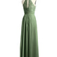 Vestidos largos de chiffon y encaje estilo halter Verde Oliva Tallas Grandes