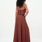 Vestidos largos de dama de honor de chiffon con tirantes de cuello halter Terracota