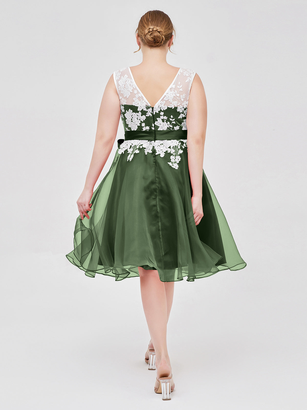 Anastasia Espejismo Organza Con Marvil Encaje Aplicado Verde Oliva