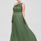 Angelina Un Hombro Malla Corte De Dama De Honor De Fiesta De Boda Verde Oliva Tallas Grandes