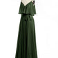 Vestidos de chiffon con volantes en las mangas y tirantes finos Verde Oliva Tallas Grandes