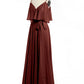 Vestidos de chiffon con volantes en las mangas y tirantes finos Terracota Tallas Grandes