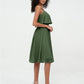 Vestidos cortos de chiffon con tirantes para la dama de honor con falda redonda Verde Oliva Tallas Grandes