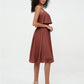 Vestidos cortos de chiffon con tirantes para la dama de honor con falda redonda Terracota