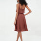Vestidos cortos de chiffon con tirantes para la dama de honor con falda redonda Terracota Tallas Grandes