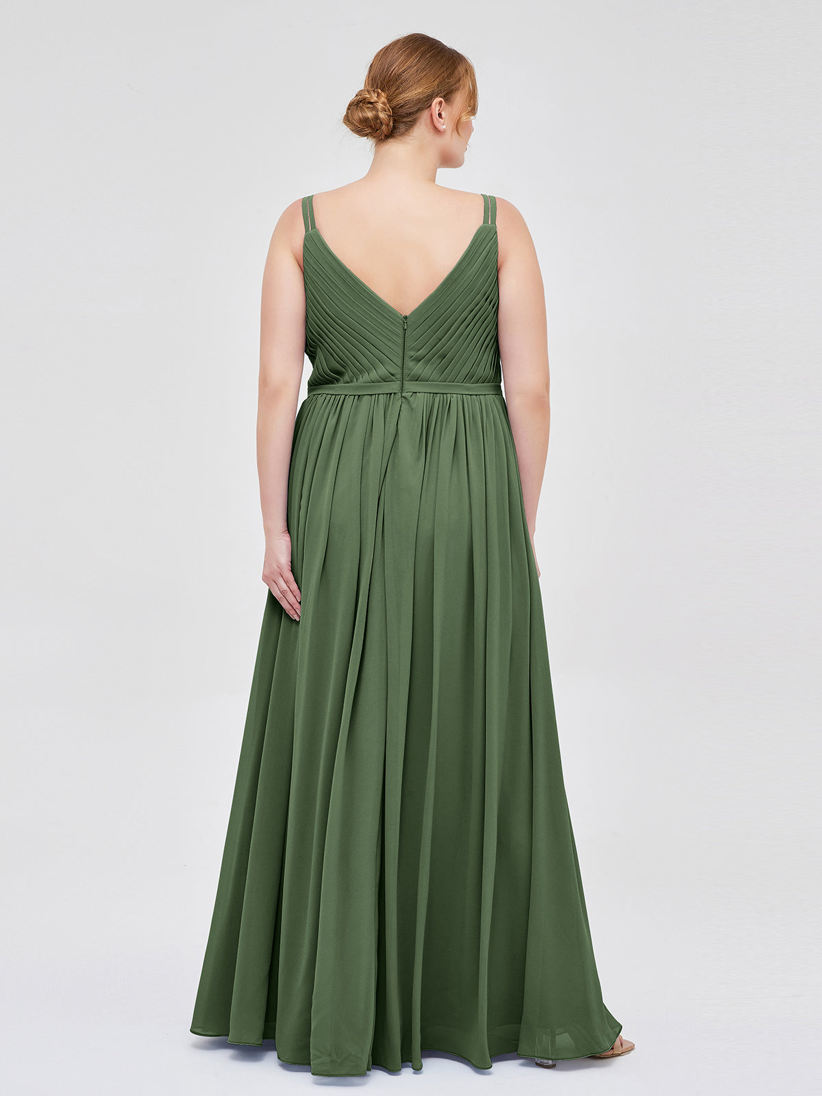 Annabelle Doble Tirantes Gasa Vestidos De Dama De Honor Verde Oliva Tallas Grandes