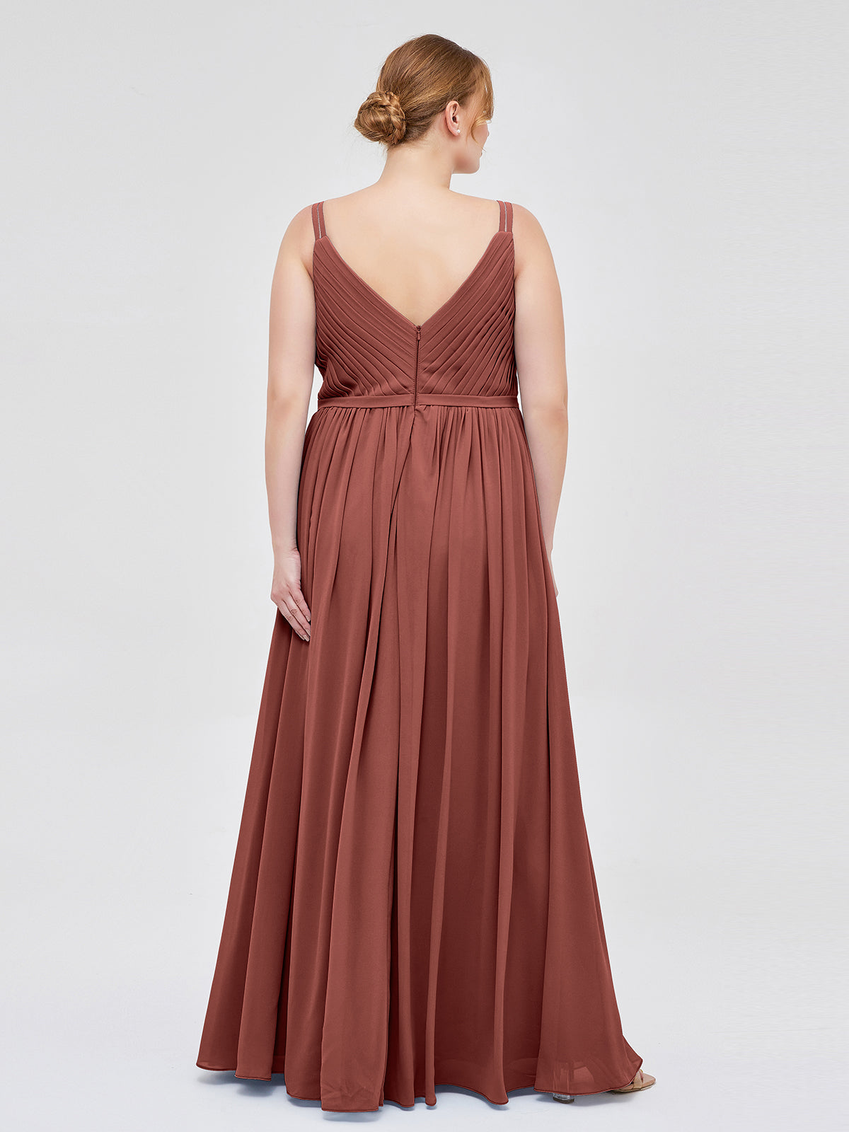 Annabelle Doble Tirantes Gasa Vestidos De Dama De Honor Terracota