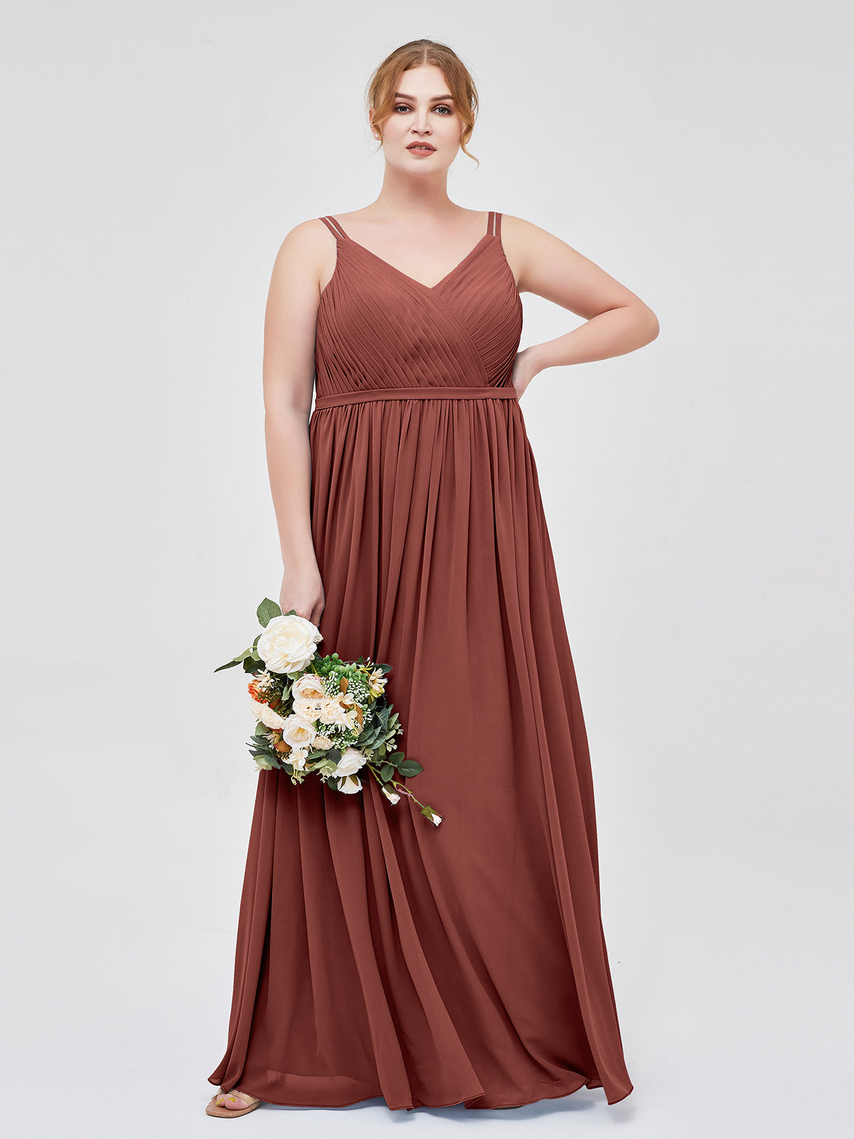 Annabelle Doble Tirantes Gasa Vestidos De Dama De Honor Terracota
