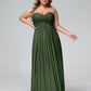 Vestidos de chiffon imperio sin tirantes con escote en corazón Verde Oliva Tallas Grandes