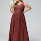 Vestidos largos con la parte superior de encaje y la parte inferior de chiffon Terracota Tallas Grandes