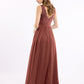 Vestidos largos con la parte superior de encaje y la parte inferior de chiffon Terracota