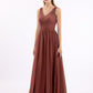 Vestidos largos con la parte superior de encaje y la parte inferior de chiffon Terracota