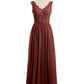 Vestidos largos con la parte superior de encaje y la parte inferior de chiffon Terracota