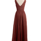 Vestidos largos con la parte superior de encaje y la parte inferior de chiffon Terracota