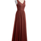 Vestidos largos con la parte superior de encaje y la parte inferior de chiffon Terracota
