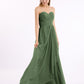 Vestidos de chiffon sin tirantes con escote en corazón Verde oliva Tallas Grandes