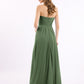 Vestidos de chiffon sin tirantes con escote en corazón Verde oliva Tallas Grandes