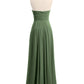 Vestidos de chiffon sin tirantes con escote en corazón Verde oliva Tallas Grandes