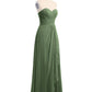 Vestidos de chiffon sin tirantes con escote en corazón Verde oliva Tallas Grandes