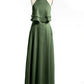 Vestidos de chiffon con cuerpo de dos capas de volantes Verde Oliva Tallas Grandes