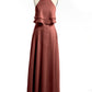Vestidos de chiffon con cuerpo de dos capas de volantes Terracota Tallas Grandes