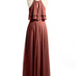 Vestidos de chiffon con cuerpo de dos capas de volantes Terracota